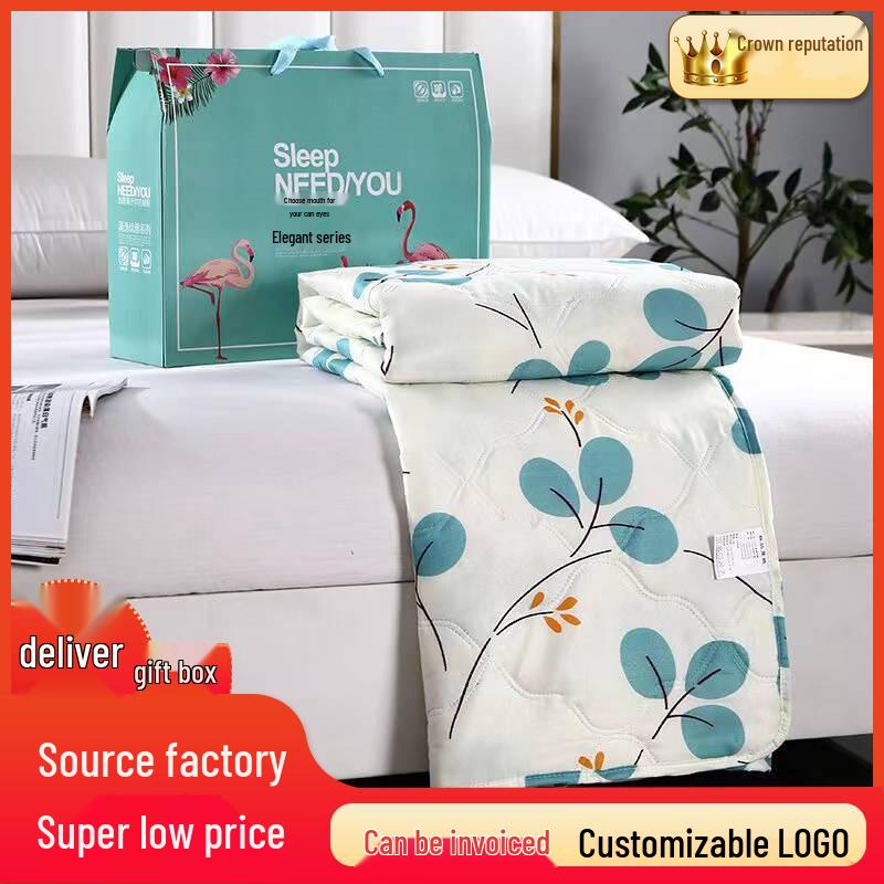 Summer Cool Gift Quilt Set: Washable Cotton Comforter & Thin Quilt