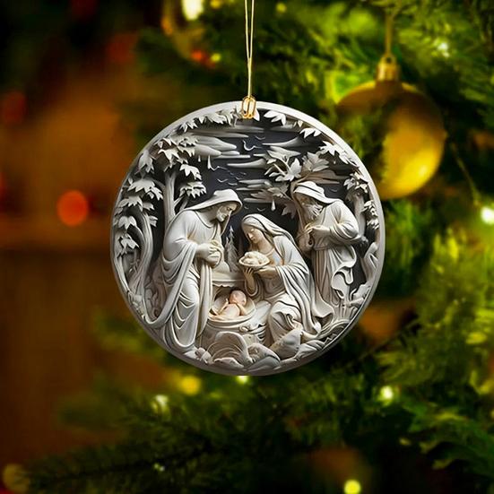 2D Acrylic Christmas Ornament Lightweight Home Office Indoor Holiday Party Xmas Tree Hanging Decoration Pendant Festival Gift