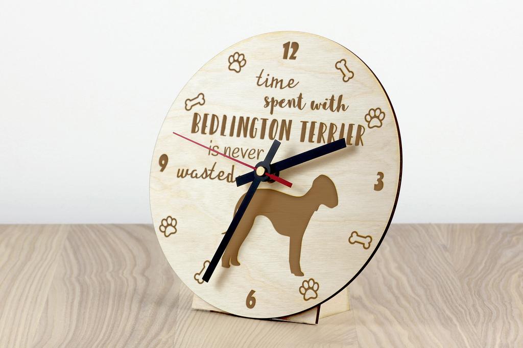 Bedlington Terrier, Rothbury Terrier, Rodbery Terrier - Clock with Dog, Wooden Clock with Engraving, Personalised Clock by Art-Dog