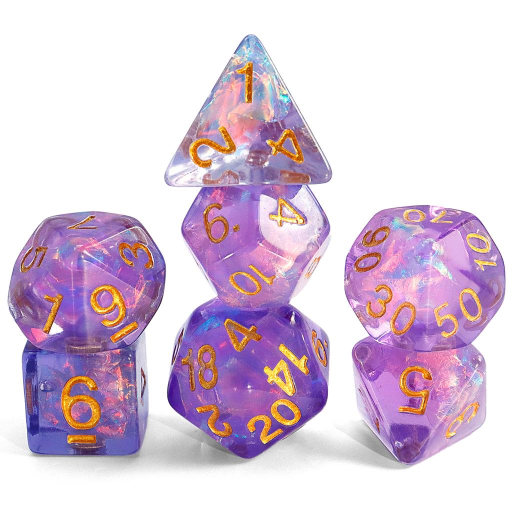 7-Piece Acrylic Polyhedral Dice Set, Suitable for Outdoor Gatherings, Board Games, Festivals, with Iron Box Packaging