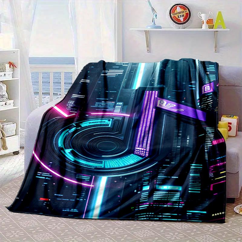 Neon music note Blanket Flannel Blanket for bed, sofa, Camping, Hiking, Picnic Essentials, gift for family Fan gifts