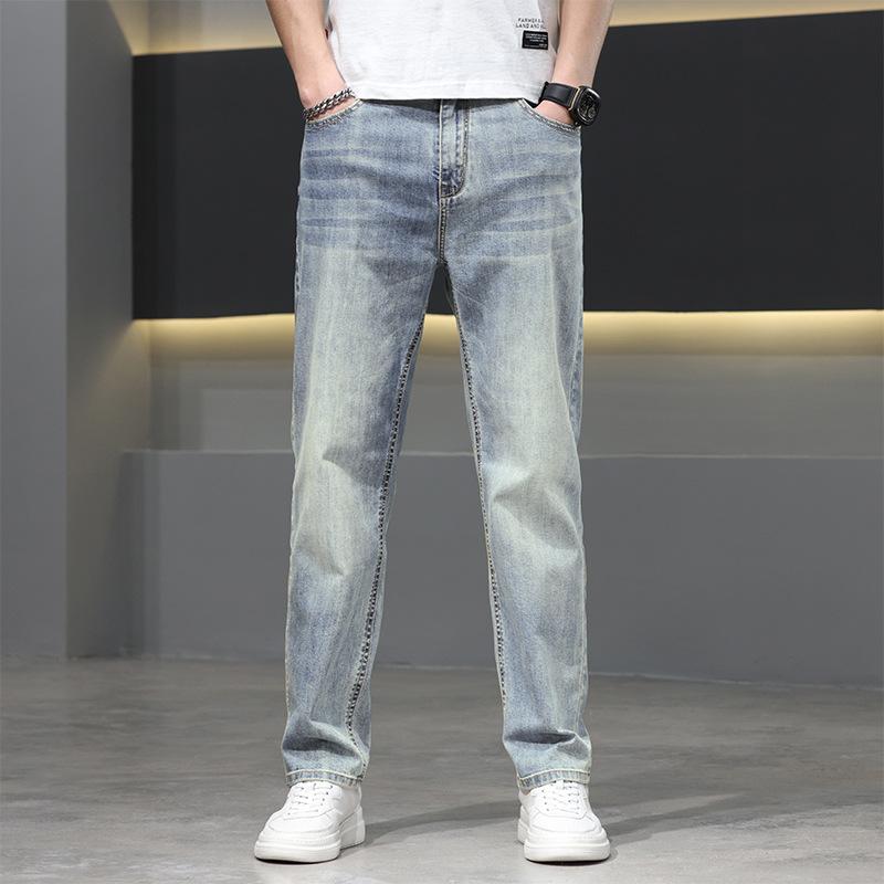 Spring and Summer New Men's Loose Small Straight Light Business Jeans Trousers Men
