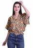 Moomaya Printed Boxy Sleeve Tops For Women V-Neck Elastic WaistA  Kimono Top