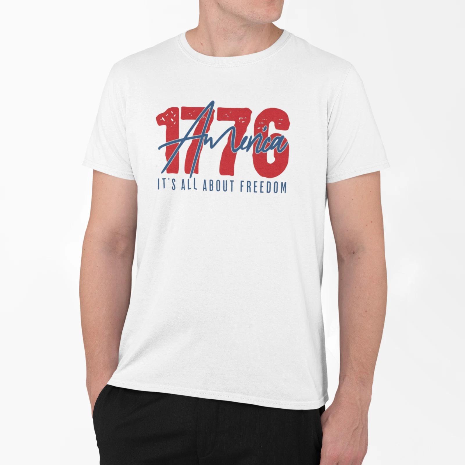 Patriotic 1776 T-Shirt – America It s All About Freedom Distressed USA Tee 3XL