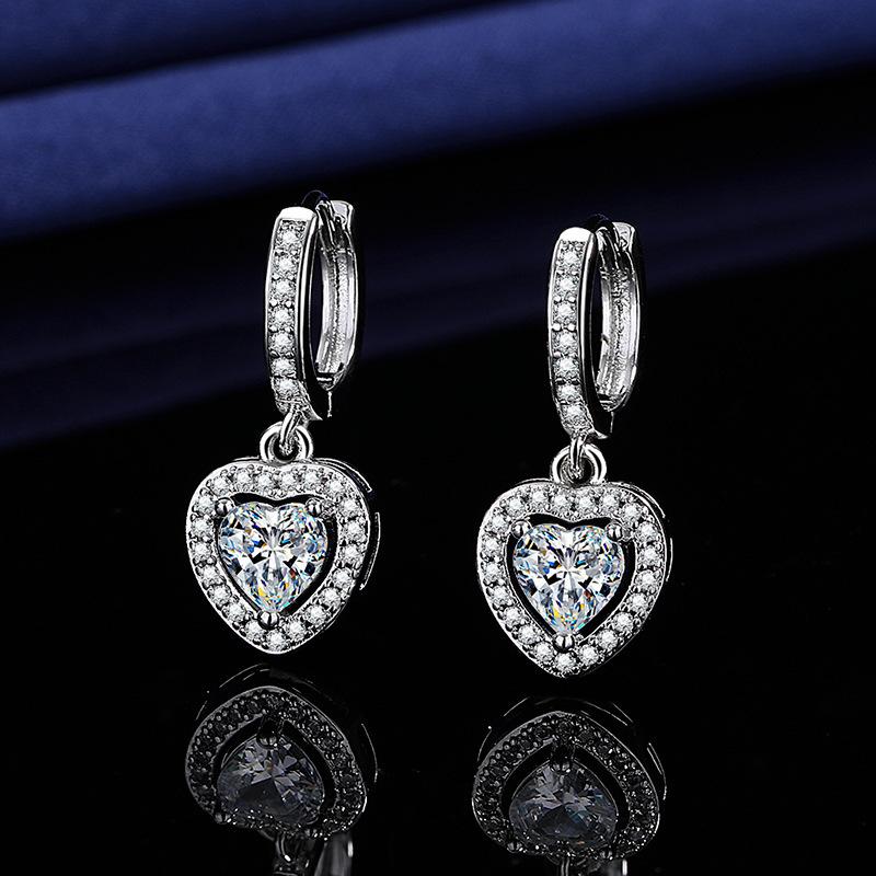 2026 Love-shaped Earrings, Ear Buckles, European and American Fashion Diamond-encrusted Zircon Ins Women s Earrings Jewelry
