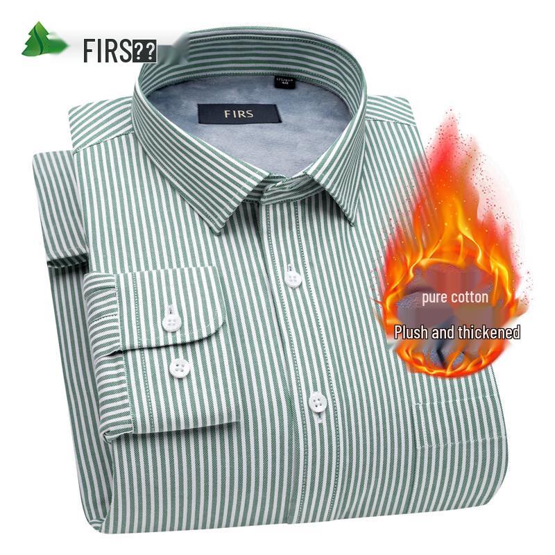 FIRS Men's Fleece-Lined Oxford Business Casual Shirt