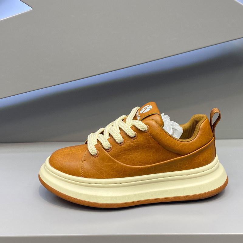 Autumn new thick-soled low-top bread shoes genuine leather retro lace-up casual shoes