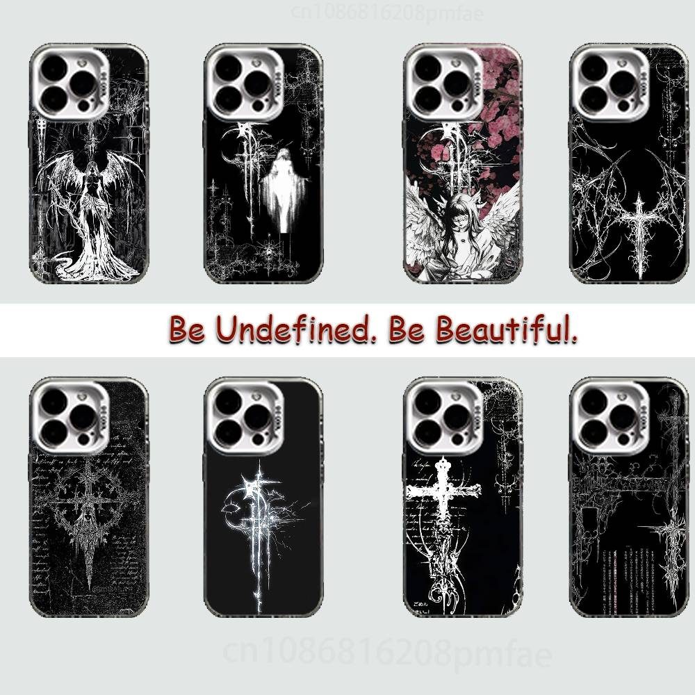 Gothic Cyber Sigil Cross Case for iPhone 16 15 14 13 12 11 Pro Max Plus Air 16E X XR XS Max Hard Shockproof Bumper Cover