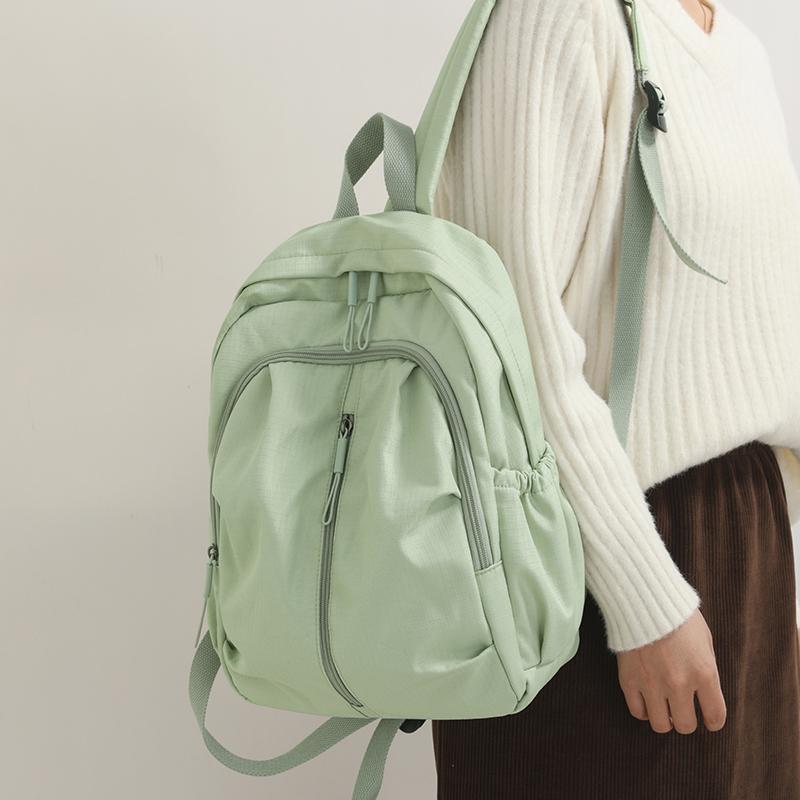 Solid Color Travel Backpack Water-Repellent Large Capacity Schoolbag for Middle School Students