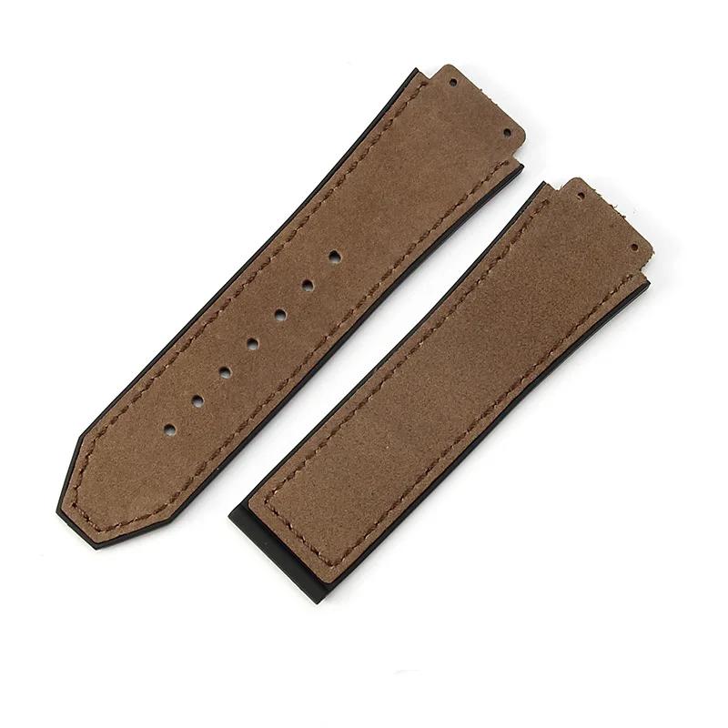 

Suede Genuine Gold Folding Buckle Accessories for Hublot Yubo Tattoo Big Bang Series26*19mm Rubber Underskin Watch Band 19x26mm