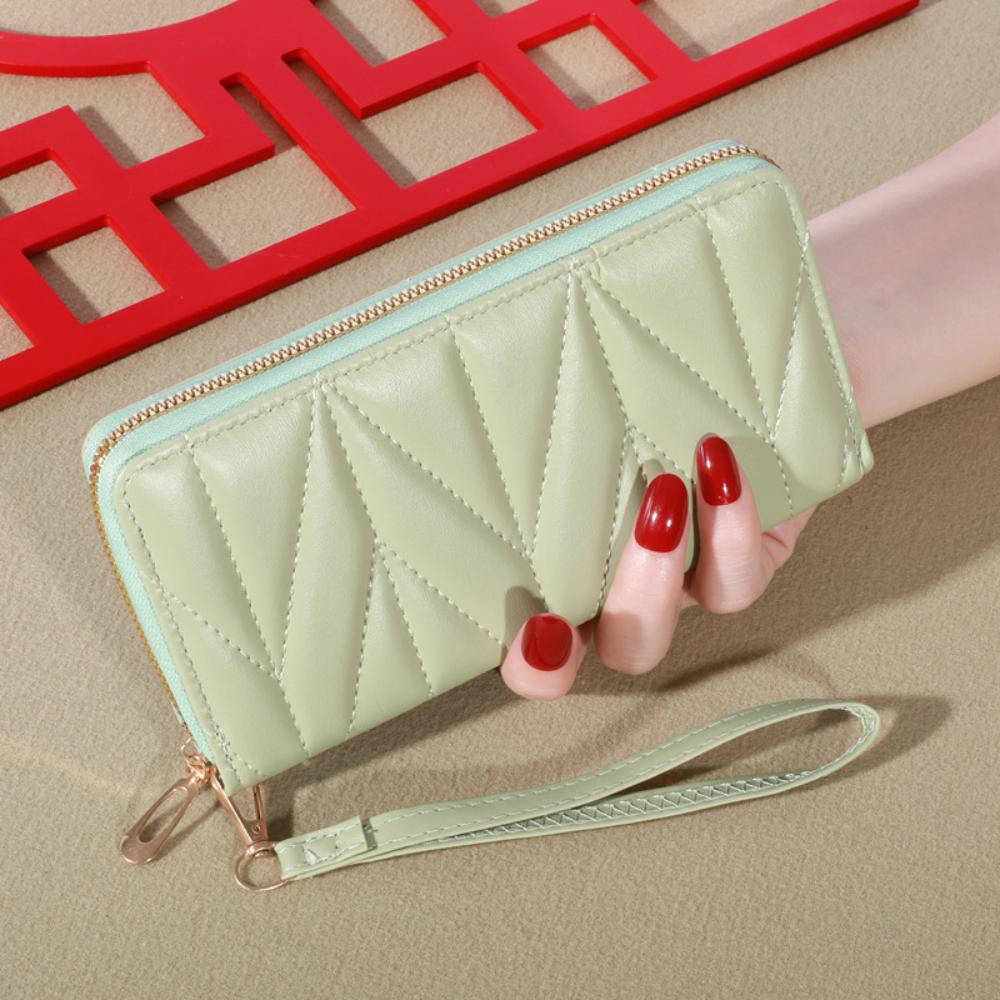 New Korean-style cute pu long coin purse, large-capacity ladies' multi-kara chain hand-held phone bag
