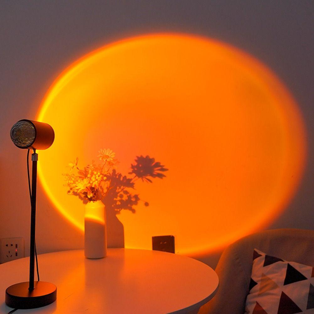 Button Control Sunset Lamp 360° Rotation Dual-Head Design Floor Lamp Water Ripple Lamp Night Light