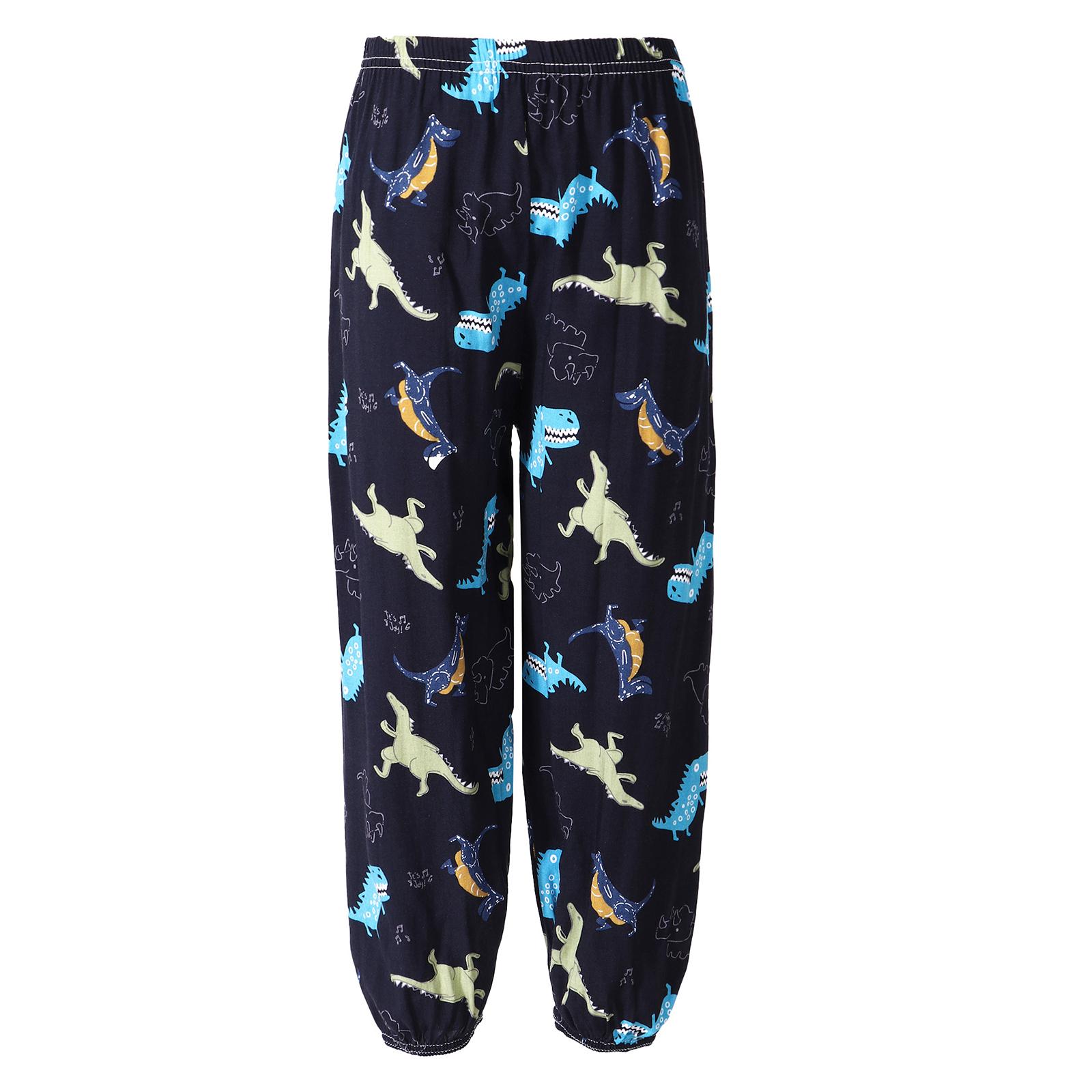 

Повседневные брюки с эластичным поясом и принтом для девочек и мальчиков, универсальные брюки для детей, унисекс 3-4Years чёрный/синий