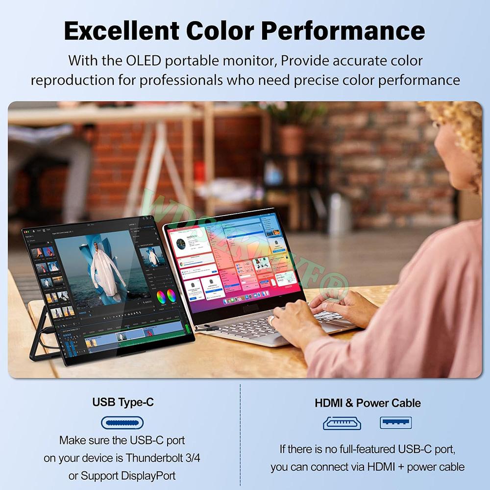 13.5/15.6/16-Inch Portable Monitor IPS Panel USB-C 1080P FHD 60Hz Compatible Travelling Display for PC Laptop Xbox Switch