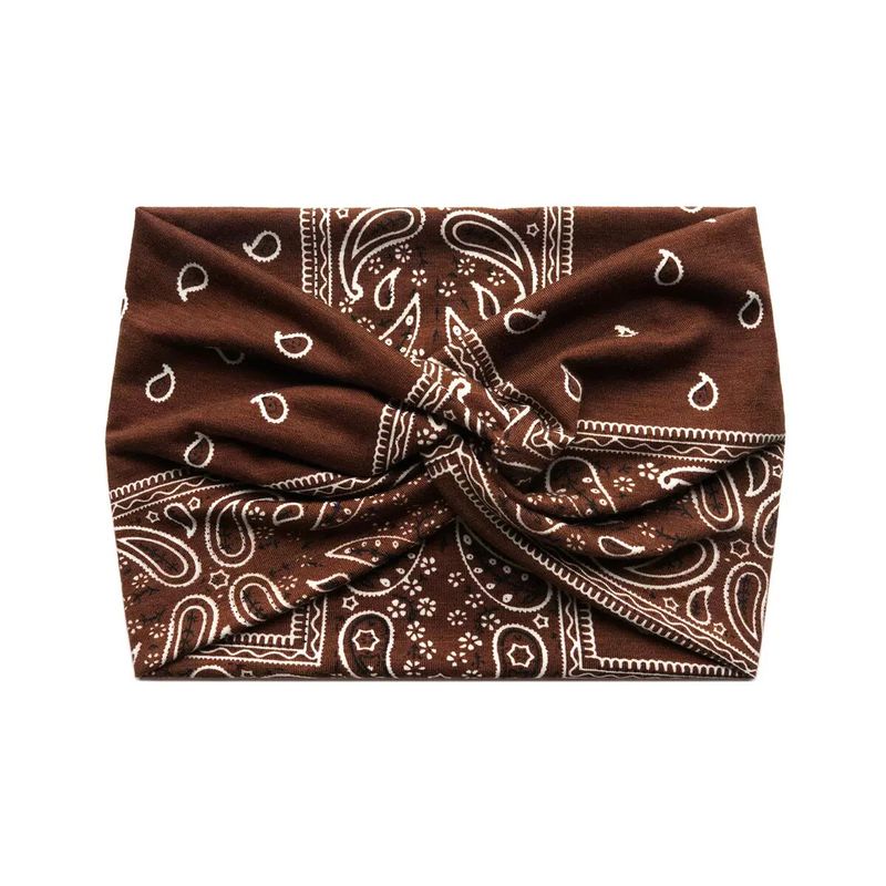 European and American Bohemian Elastic Cross Headband with Paisley Pattern and Knotted Design