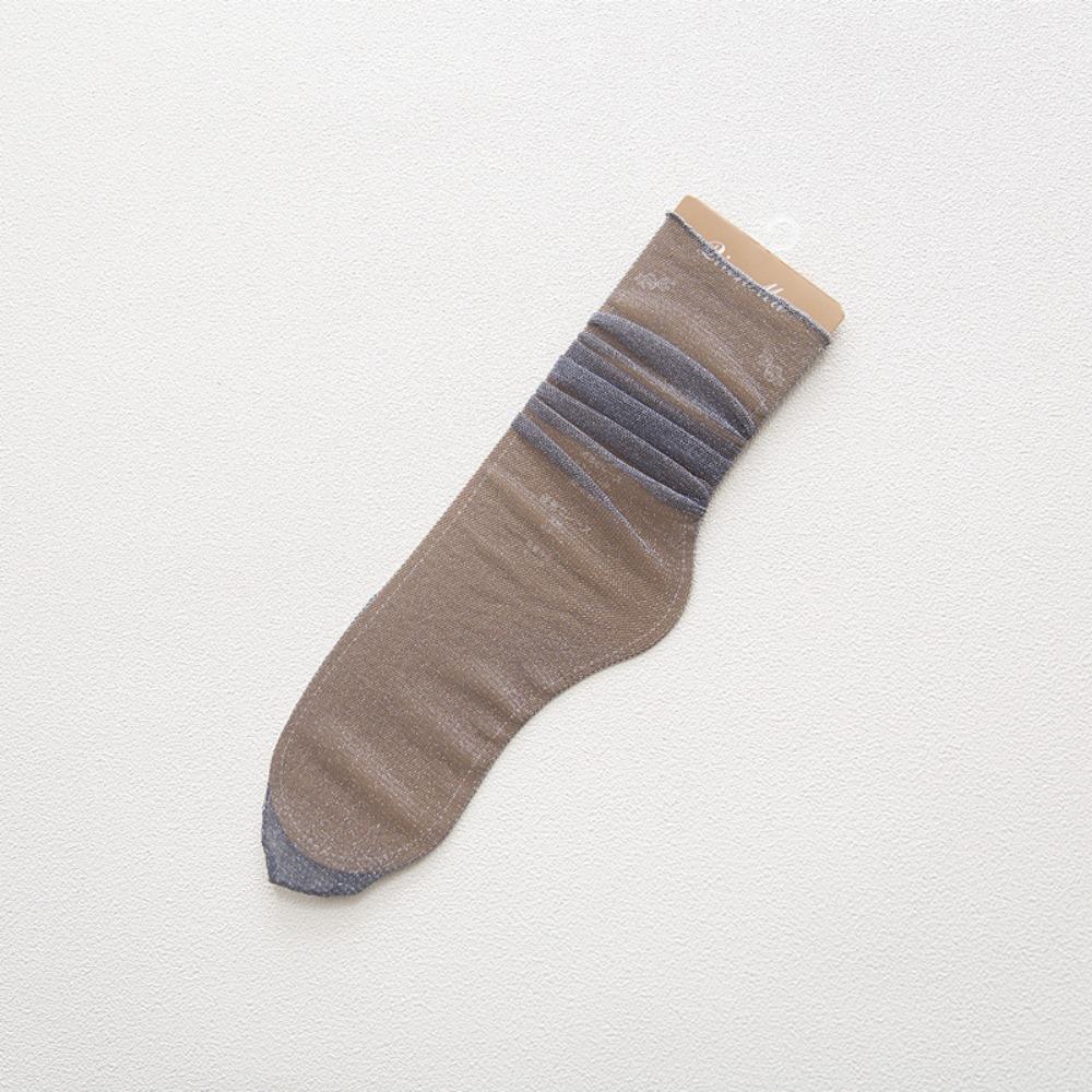 Fashion Gauze Simple Transparent Korean Style Socks Women Thin Socks Glitter Silk Hosiery Shiny