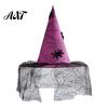 Dark Theme Stage Performance Hat Halloween Witch Hat, with Lace Mesh And Simulated Spiders, Gothic Fancy Dress Accessories for Parties Style