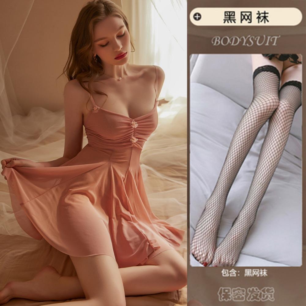 Sexy Übergrößen Verführung Hausunterwäsche Bett Nachthemd Transparenter Strumpfhalterrock Spitze Pyjama Reine Begierde Trenchcoat Anzug