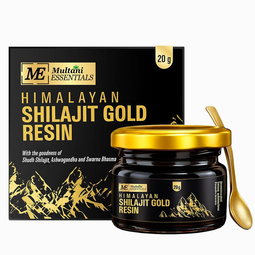 Multani Essentials Himalayan Shilajit Gold Resin 20g 1 Pack Ayurvedic Resin Blend with Herbs & Gold Extract Vitality Support