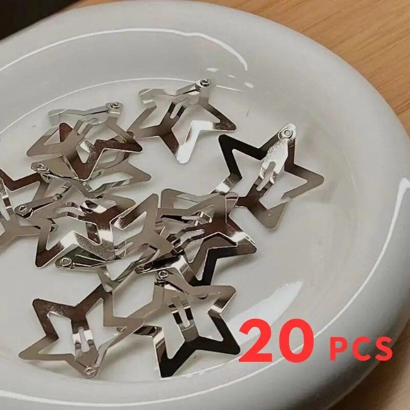 

2/200шт Заколки для волосся зі срібною зіркою для дівчинки Y2k Філігранна металева застібка зі зіркою Шпильки Шпильки Прикраси для волосся Без нікелю Без свинцю 20pcs