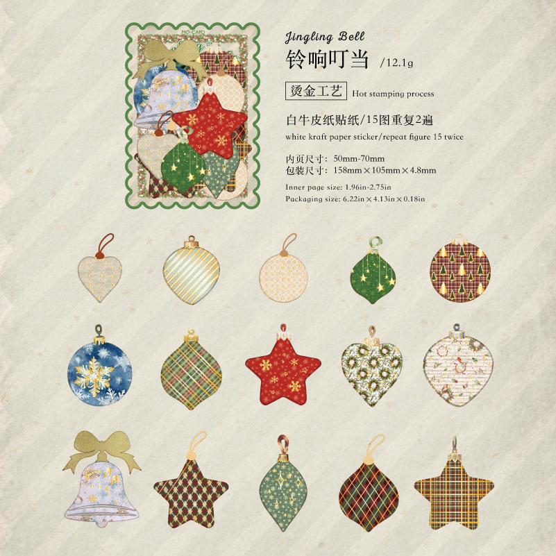 30sheets Hot Stamping Sticker Package Christmas Series Hand Account Collage For Office Cup Stationery Stickers Diary Decoration