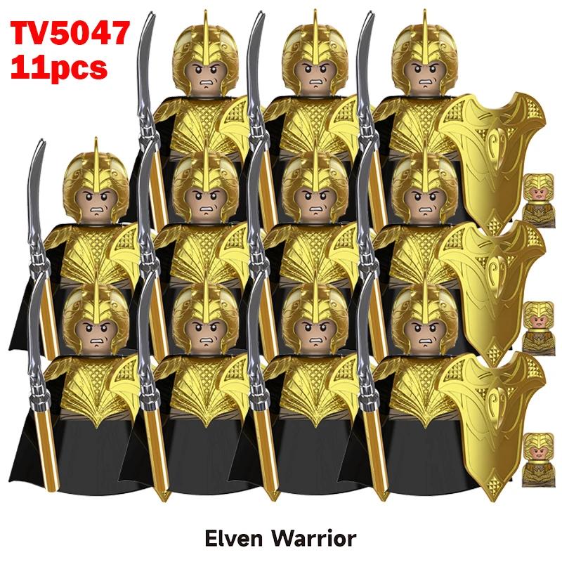 11pcs Medieval Elf Figures Orc Army Soldiers Vargr Raider Knights Building Blocks Bricks DIY Assemble War Toy Gifts for Kids Boy
