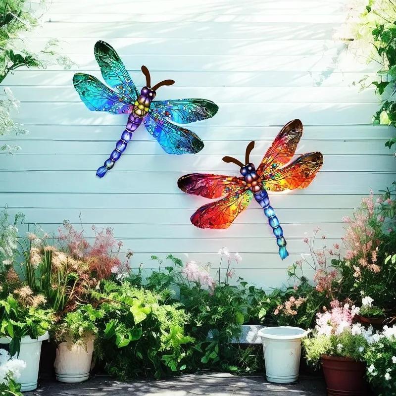 Decorazione Murale Artistica da Appendere a Parete con Libellula in Metallo 3D Vintage Scultura da Appendere a Parete in Ferro Battuto Decorazione per Giardino Casa Festa