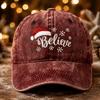 Embroidered Snowflake Baseball Cap Adjustable Strap Cotton Snowflake Embroidered Hat Breathable Vintage Wash Baseball Cap