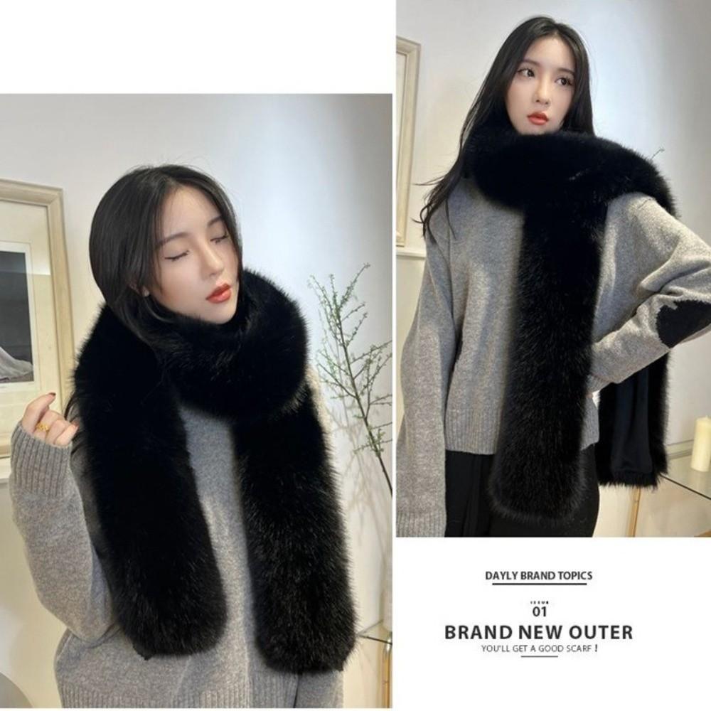 Thick Plush Neck Warmer Long Fluffy Long Scarf Luxury Imitation Mink Fur Scarf Outdoor