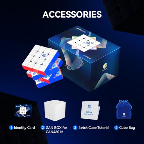 Official GAN460 M v2 GunCube Stickerless GAN460 M v2 4x4 Competition Magnetic Cube, Easy to Turn, Magic Cube (Frost)
