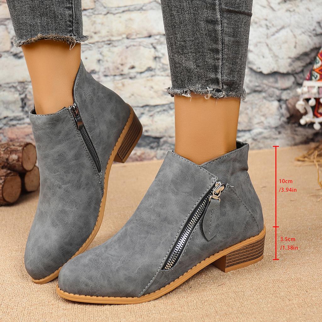 Booties for Women,Women's Casual Dress Low Heeled Booties. V Cut Fashion Thick Heel Design Shoes
