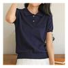 Navava Simple Daily Solid Color Collared Short Sleeve Knit Nk2008
