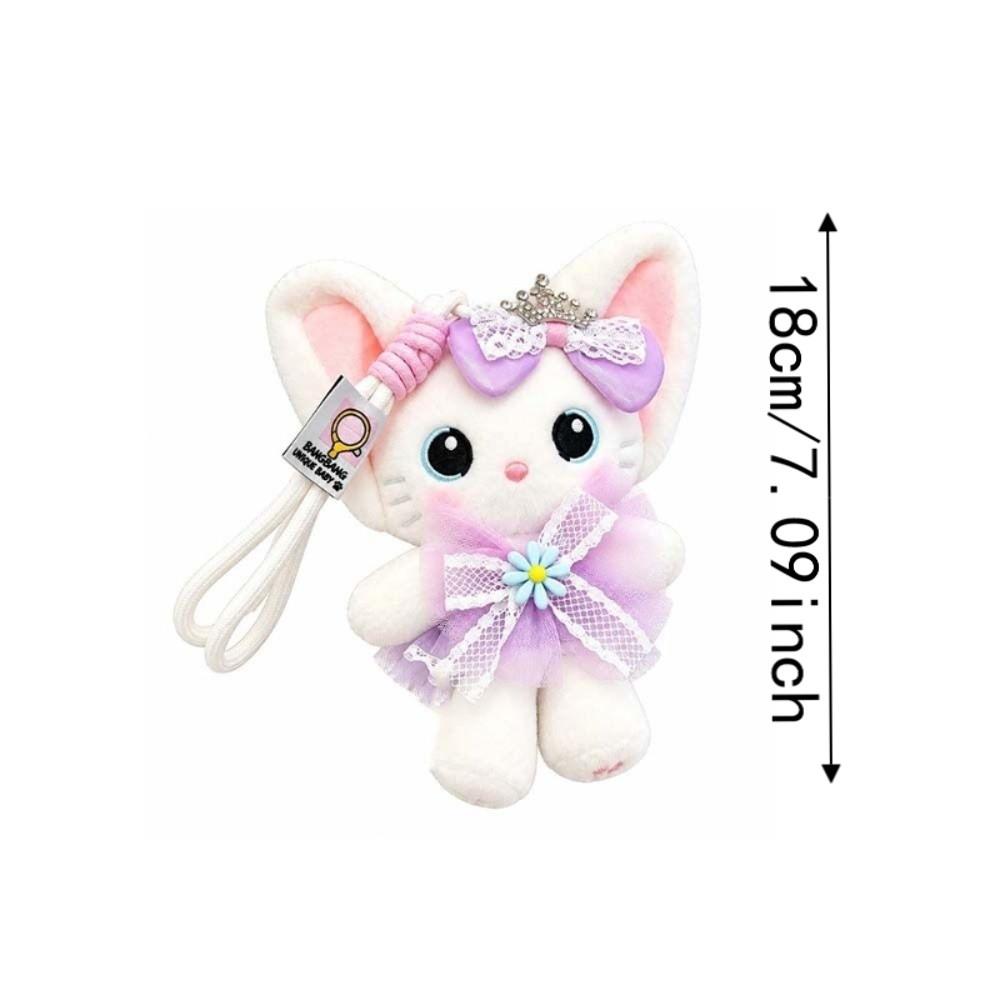 Lace Bowknot Plush Cat Keychain Soft Desk Mascot Charm Sweet Bag Accessory Desktop Decor