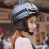 Electric Car Winter Retro Helmet Female Light Four Seasons Leather Helmet Motorcycle Battery Car Hard Hat Warm Half Helmet Male