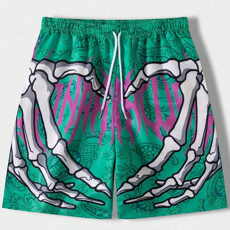 Hand Skeleton Muay Thai Kickboxing Boxing Training Print Shorts Martial Art Boxer Unisex Men Women Kid Pants Fighting Fitness Gym Sport Workout