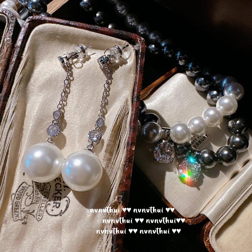 Bubble Mapei Grand Carat Gemstone Pearl Necklace, Tahiti, Mermaid Tears, Pearl Zircon Tassel Earrings