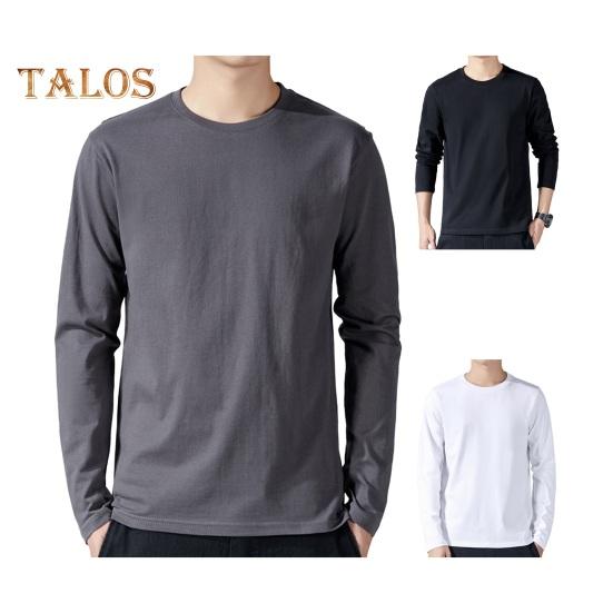 Menn Sport Topp Løs Ren Farge Rundhals Bunn Klær Langermet Hjemmeklær Gym Løping Basketball T-skjorte