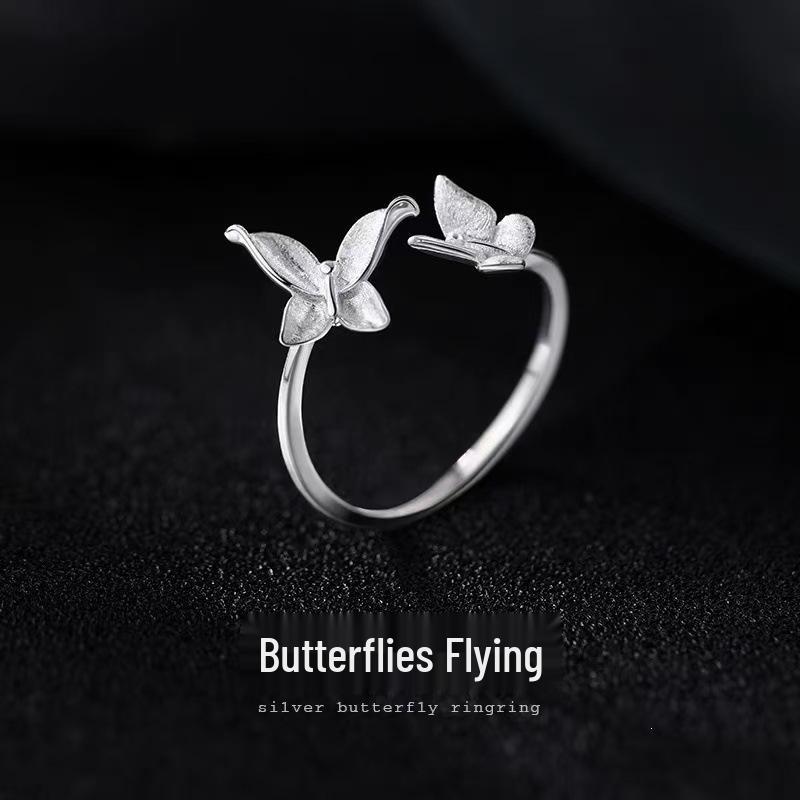 925 Sterling Silver Butterfly Women's Open Ring: Elegant Luxury, Index Finger Design