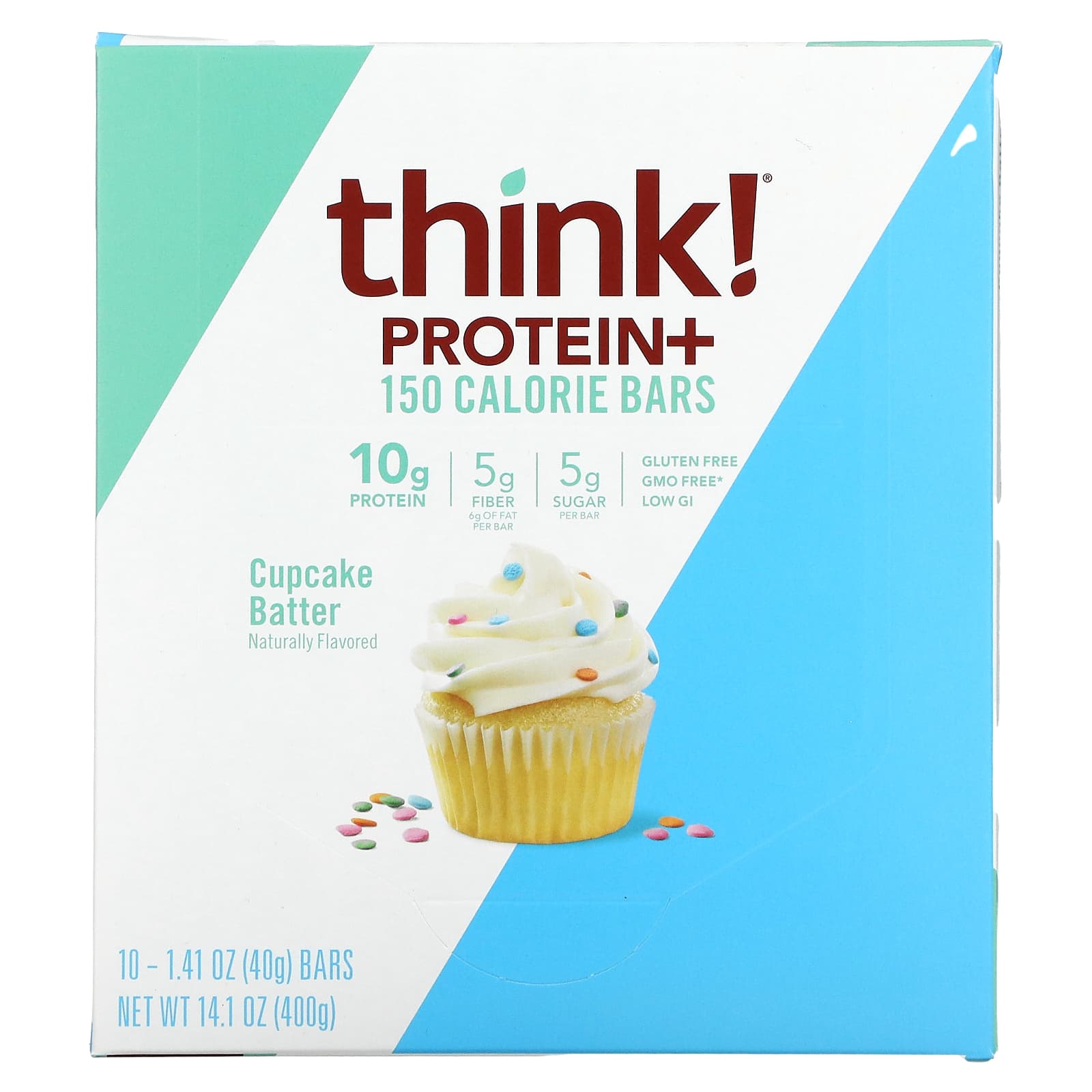 

Think!, Protein+ 150 calorie bar, cupcake batter, 10 bars, 40 g (1.41 oz) each