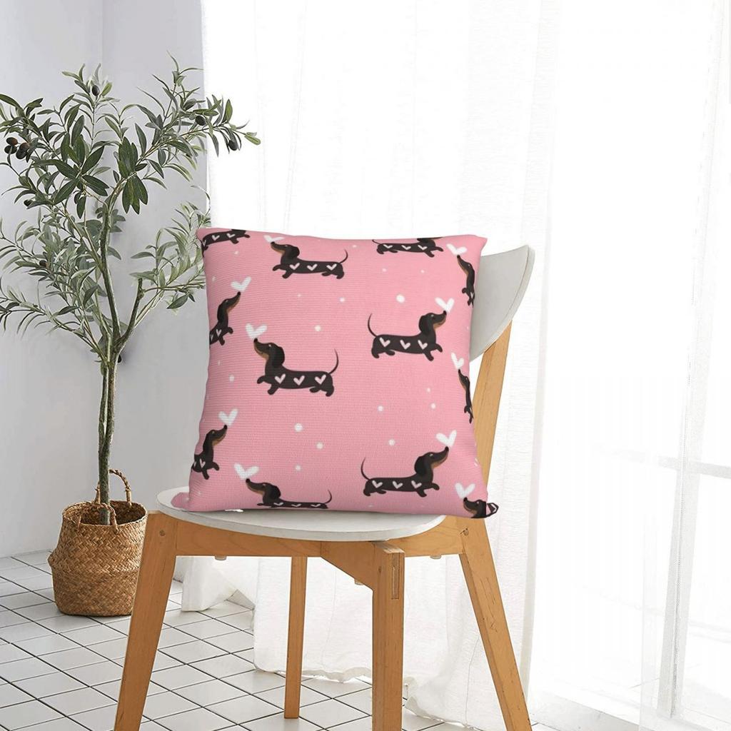 Cute Dachshund Pillow Cases Dogs Animal Cushion Covers Awesome Zipper Decorative Pillowcover for Living Room 45x45cm