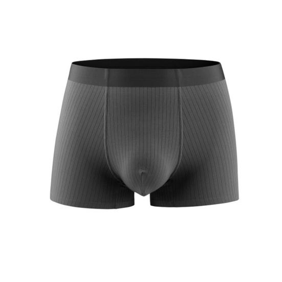 Men Boxer Underwear Elastic Mid-Waist Design Patchwork Color Ribbed U-Convex Shorts Briefs Smooth Texture Panties