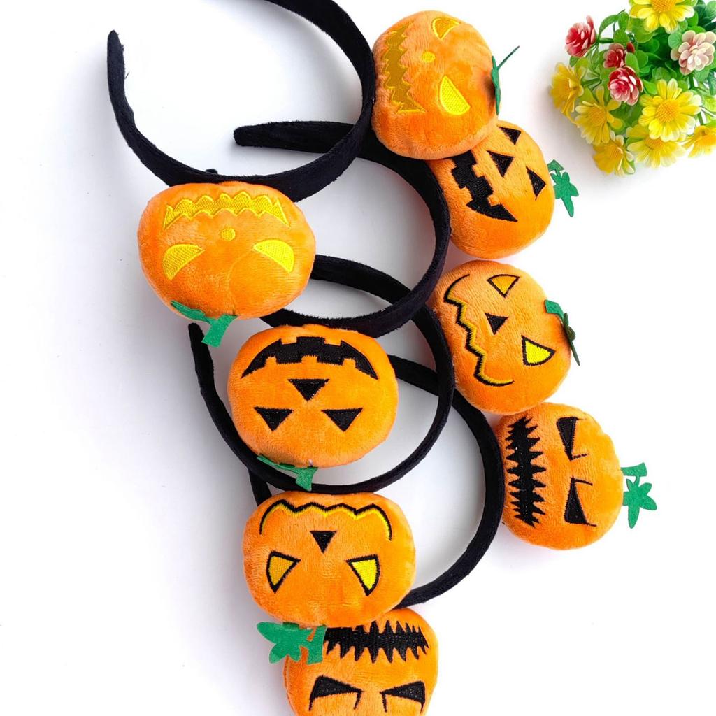 Kids Halloween Pumpkin Party Headwear Hair Hoop Soft Fluffy Fabric Headband DIY Decoration