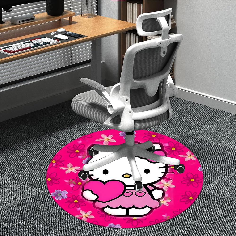 Hello Kitty Flowers Office Round Area Rug,  Under Office Chairs Bedroom Living Room Home Decor a0908152