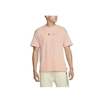 Geometric Pattern Print Sports Short Sleeve T-Shirt Men Tops Orange Pink DQ1859-800