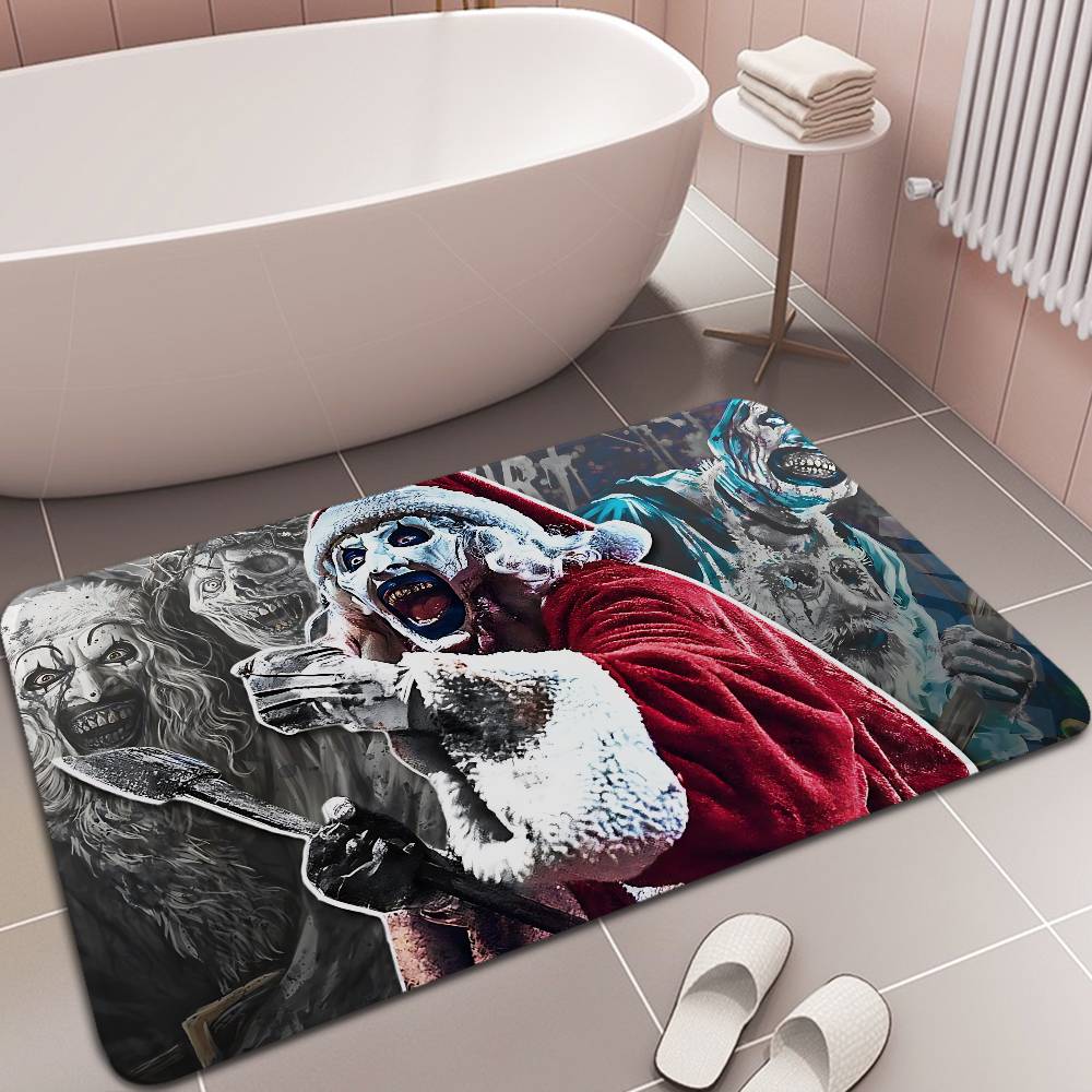 Horror T-Terrifier Film Eingangstür Matte Waschbar Rutschfest Wohnzimmer Sofa Stühle Bereich Matte Küche Willkommen Fußmatte