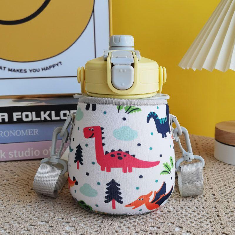Suitable for Tupperware Large Capacity Cup Sleeves, Universal Crossbody Style, 1000ml Large Capacity Thermos Cup Sleeve, Protective Cover with Strap Cartoon dinosaur