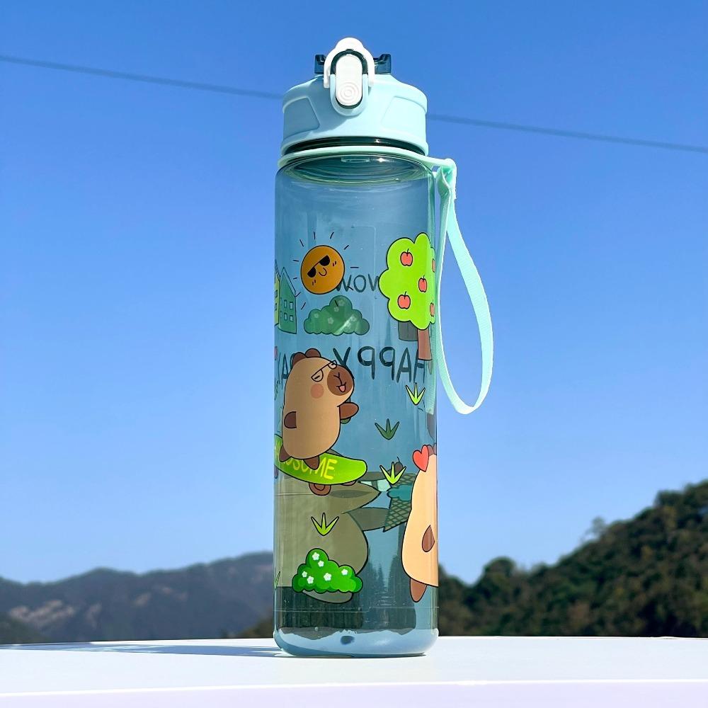 Capybara Printed Straw Cup Portable Sports Cup Creative Water Bottle  Outdoor Travel