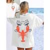 Crayfish Übergrößen Damen Rundhals Kurzarm T-Shirt mit elastischen Halbärmeln und trendigen Prints