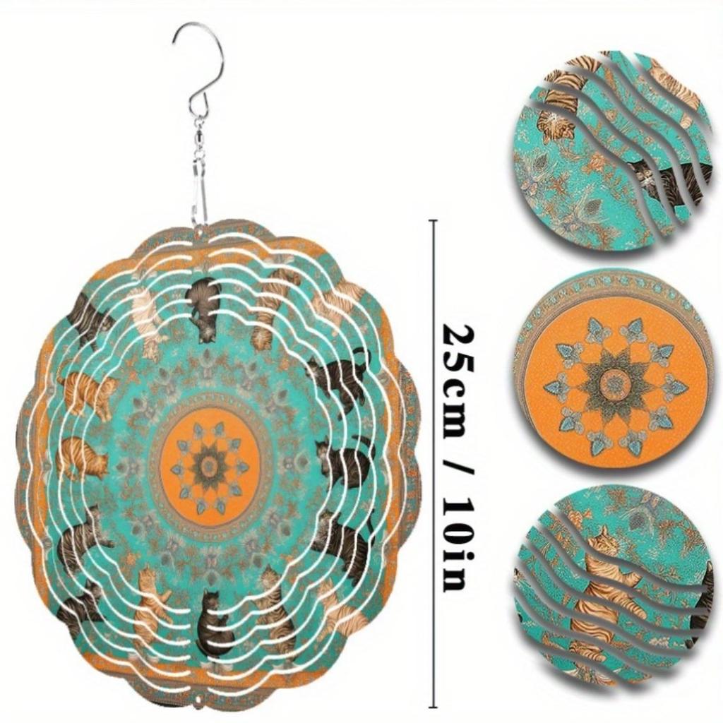 10 Inch Hanging Wind Chime Rotating Art Decor with 360 Hook for Courtyard Balcony Garden Spring Summer Outdoor Gift for Friends