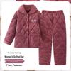 Langsang Women's Elderly Winter Quilted Thermal Pajama Set